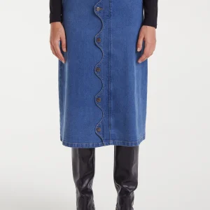 Falda midi vaquera azul