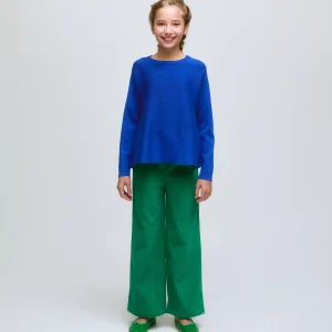 Jersey de niña punto fino y manga larga azul