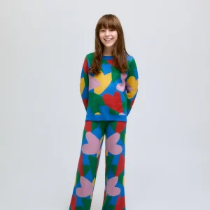 Pantalón de niña punto estampado de corazones Cupido