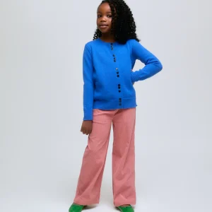 Cárdigan de niña punto azul con triple botonadura