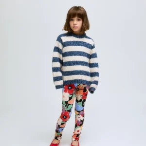 Jersey de niña de punto rayas blancas y azules