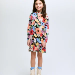 Vestido de niña corto de manga larga con estampado floral Hampton