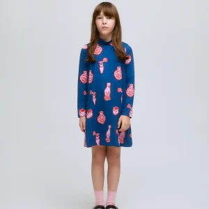 Vestido de niña corto manga larga estampado Porcelain