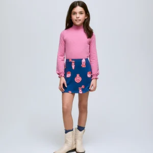 Falda corta de punto elástico con estampado Porcelain.