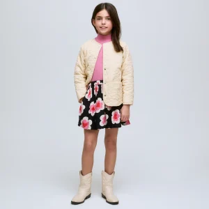 Falda corta de niña con estampado Sweetheart y cintura elástica fruncida.