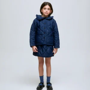 Chaqueta de niña acolchada denim azul