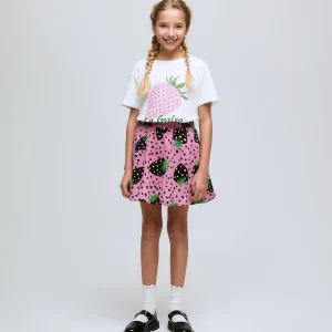 Falda corta de niña con estampado de fresas Morango
