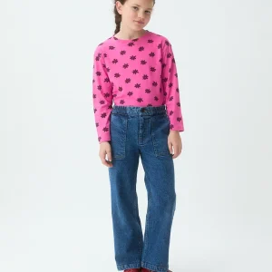 Camiseta de niña rosa de manga corta con estampado Daisy