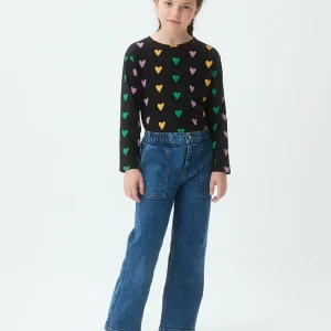 Camiseta negra de algodón con estampado cupido lines