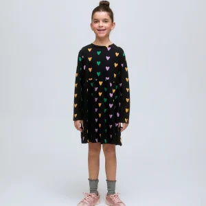 Vestido corto de niña en color negro estampado Cupido Lines.