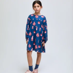 Vestido de niña de manga larga con estampado Porcelain