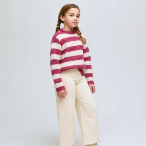 Pantalón de niña de pierna ancha en tono beige