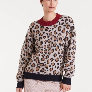 Jersey jacquard con estampado Mini Leopard