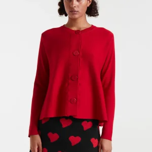 Cárdigan de punto evasé rojo