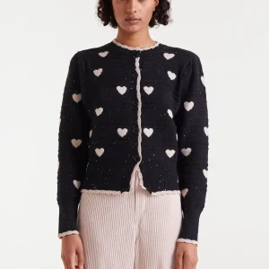 Cárdigan jacquard con estampado White Hearts