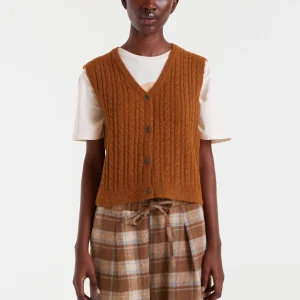 Chaleco de punto marrón