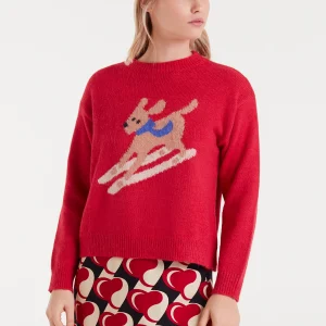 Jersey jacquard con estampado perro esquiador