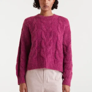 Jersey de punto encadenado fucsia