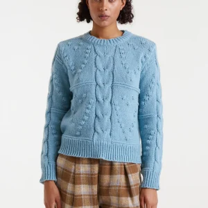 Jersey punto trenzado azul