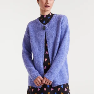 Cárdigan de punto fino morado