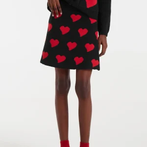 Falda corta jacquard con estampado Heart Attack Small