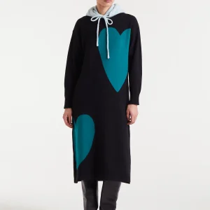 Vestido midi jacquard con estampado Super Green Heart