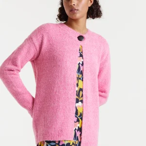 Cárdigan de punto fino rosa