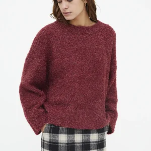 Jersey punto con textura Burgundy