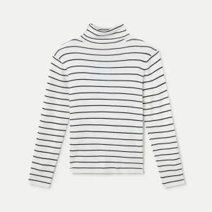 Top de punto con estampado de rayas blanco y negro