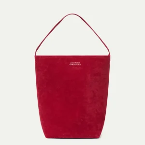Bolso de hombro con gamuza rojo