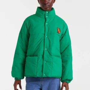 Abrigo acolchado verde con detalle Jaguar