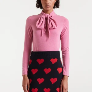 Camiseta lazada manga larga rosada