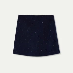 Falda corta de terciopelo azul marino