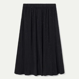 Falda midi negra plisada con lurex