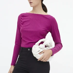 Camiseta cuello barco magenta