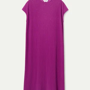 Vestido manga corta magenta