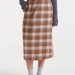 Falda con estampado Beige Checks