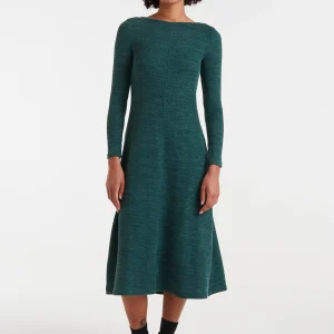 Vestido midi punto canalé verde