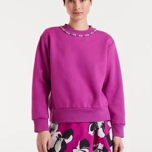 Sudadera con cuello joya magenta