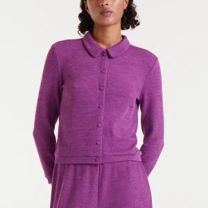 Cárdigan punto canalé magenta