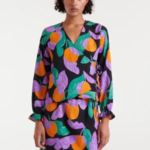 Top cuello pico con estampado Apricot