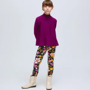 Jersey morado de niña de manga larga con cuello alto