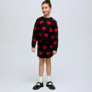 Falda de punto negra con corazones rojos Heart Attack.