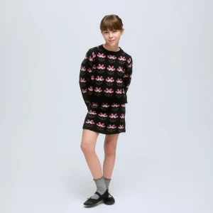 Falda de punto negra con flores Baoushka.