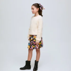 Jersey blanco de niña de punto