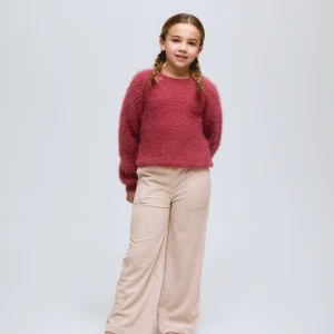 Pantalón ancho de niña de pana color blanco