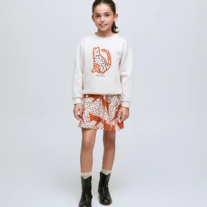Sudadera blanca de niña con estampado leopardo