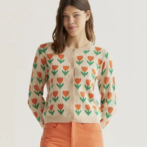 Cárdigan punto con estampado Orange Tulip