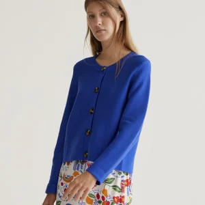 Cárdigan punto azul con botones grandes