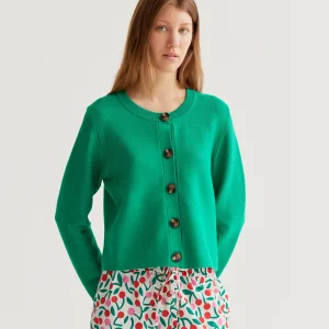 Cárdigan punto verde con botones grandes